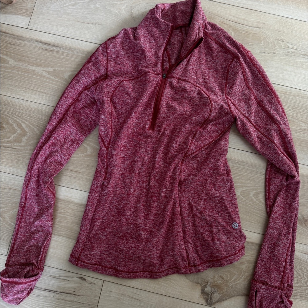 lululemon athletica Women's Half-Zip Long Sleeve Top in Marled Red